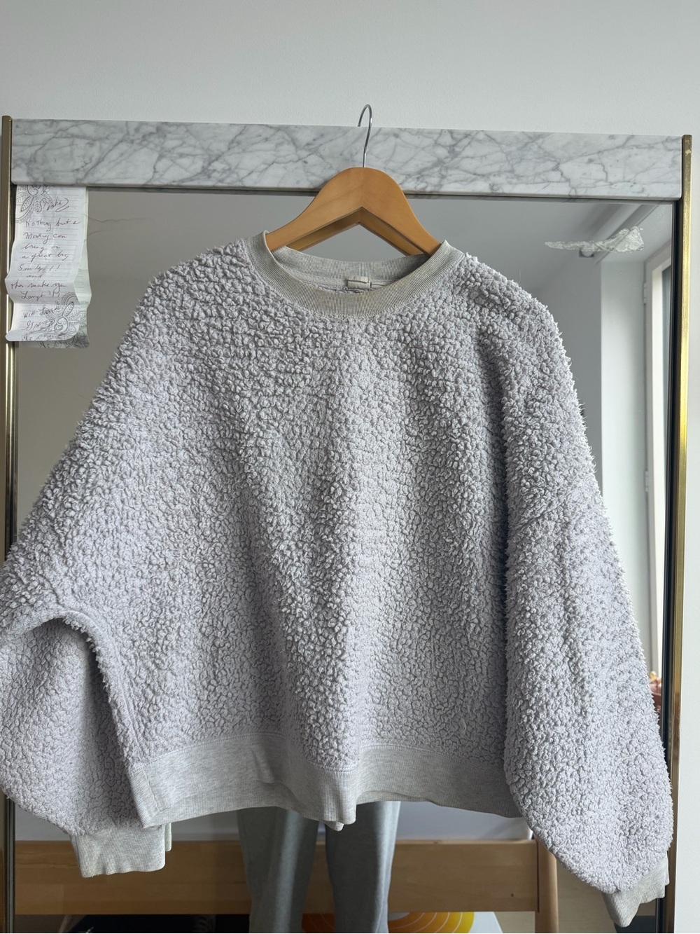 GAP Cozy Women's Plush Sherpa Sweater - Light Gray size L